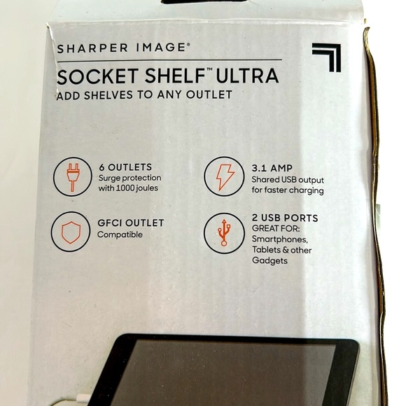 Sharper Image NIB Socket Shelf Ultra Add Shelves To Any Outlet Indoor Use Only - Picture 5 of 10